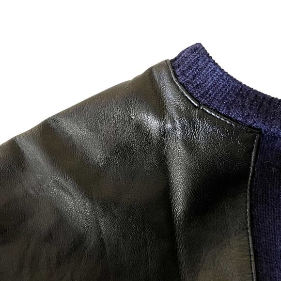 Zadig & Voltaire Peter Patch Navy Blue Wool Cashmere Leather Wolf V-Neck Sweater - Picture 7 of 10